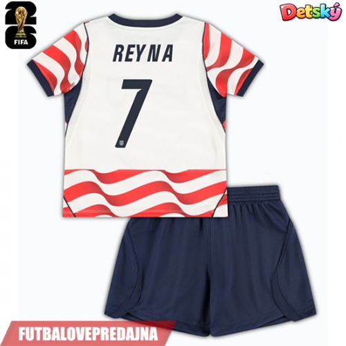 Lacne Dětský Futbalové dres Spojené štáty Giovanni Reyna #7 MS 2026 Krátky Rukáv - Domáci (+ trenírky)